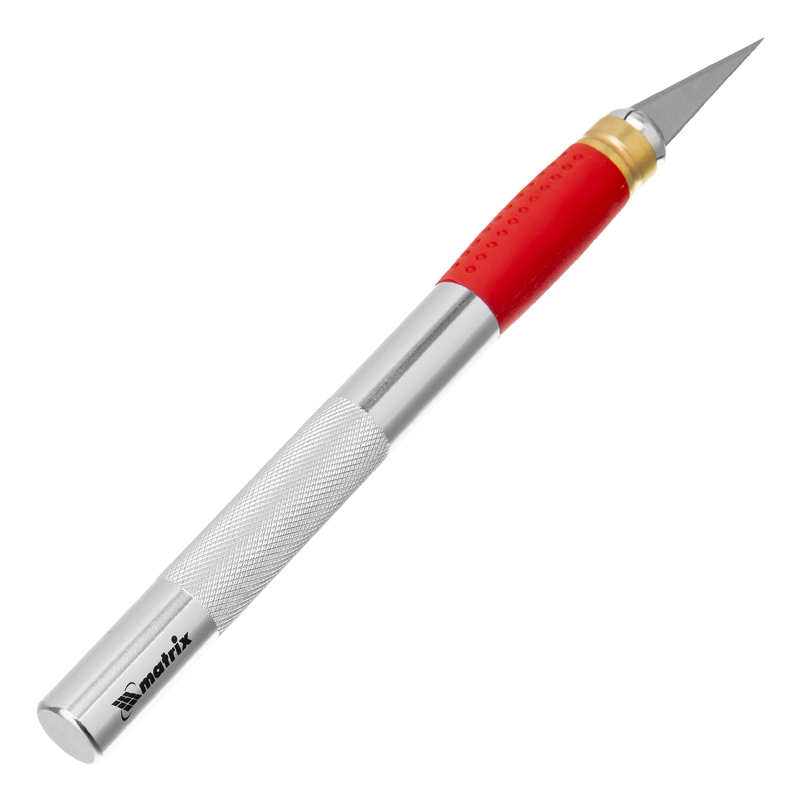 Нож для дизайнерских работ, двухкомпонентная рукоятка, 5 запасных лезвий Matrix (78855)