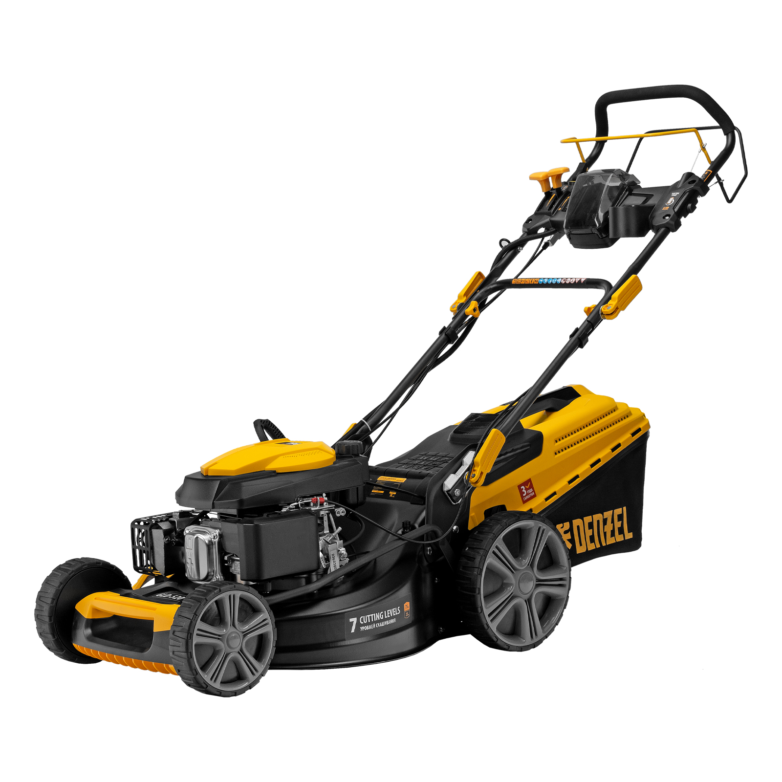 Газонокосилка бензиновая GLD-520SP-VE, 196 см3, ширина 52 см, привод, вариатор, электрический старт, 60 л Denzel (58806)