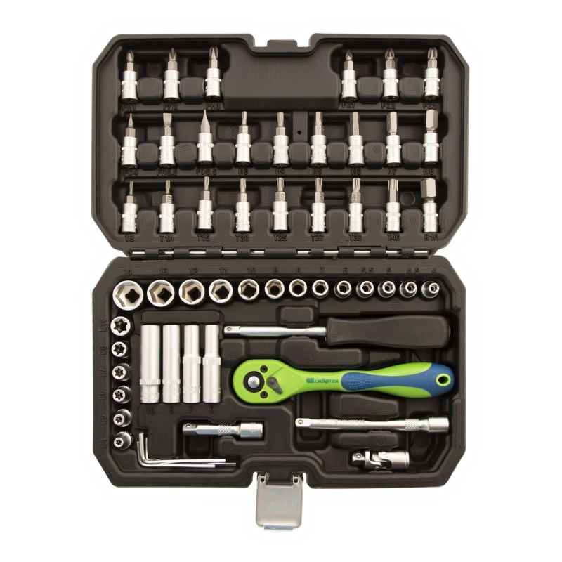 Набор инструментов 56 предметов, CrV, 1/4" Сибртех (13525)