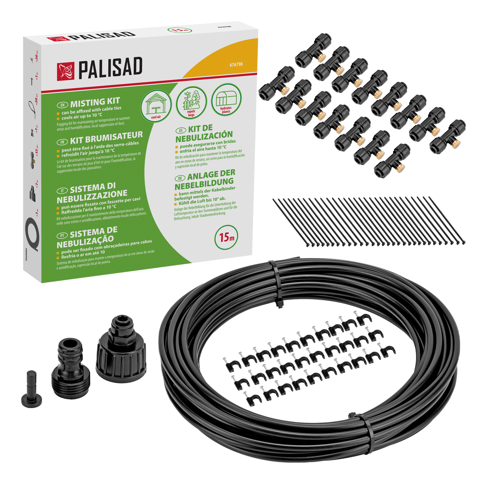 Система туманообразования, полиэтиленовый шланг, длина 15 м, форсунки 15 шт Palisad (676798)