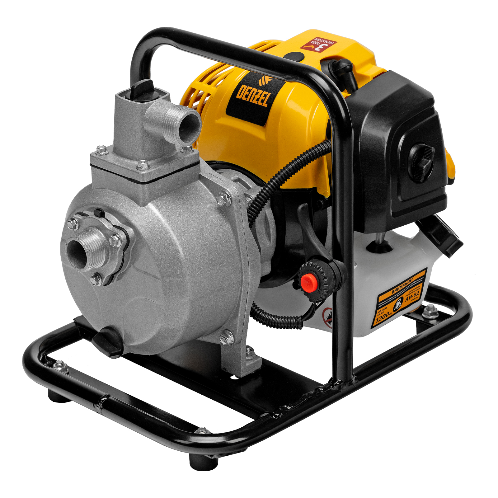 Мотопомпа бензиновая для чистой воды PX-25, 52 см3, 1", 170 л/мин, глуб 8 м, напор 30 м Denzel (99205)