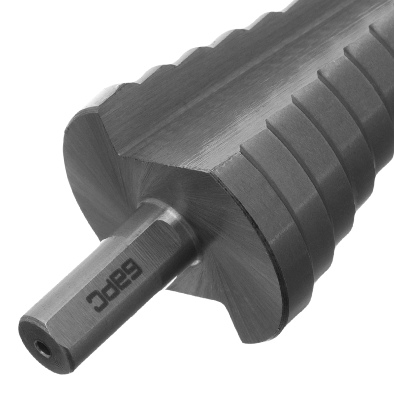 Сверло ступенчатое, 4-6-9-12-15-18-21-24-27-30-33-36-39 мм, Р6М5, трехгранный хвостовик Барс (72363)