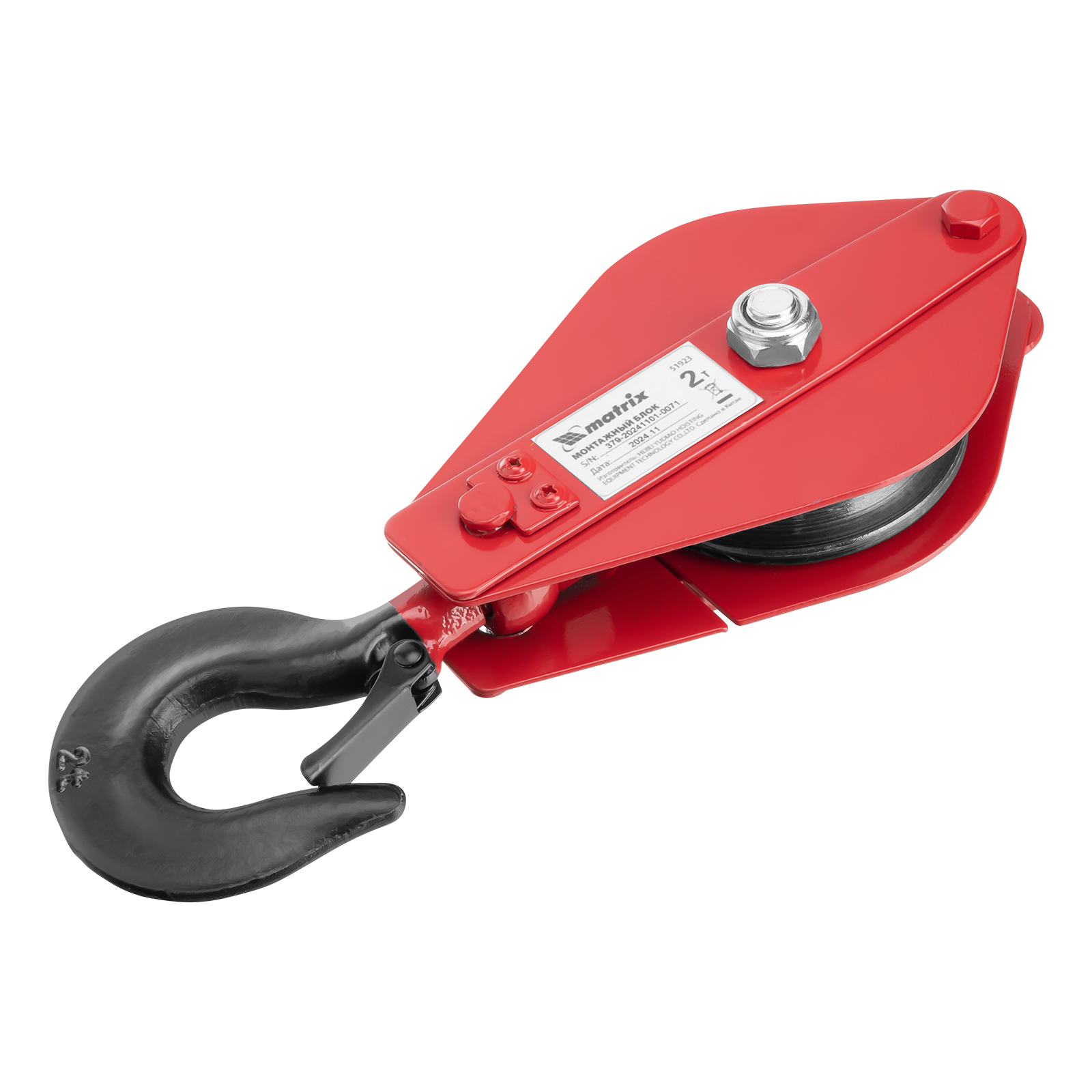 Блок монтажный с крюком, 2 т Matrix (51923)