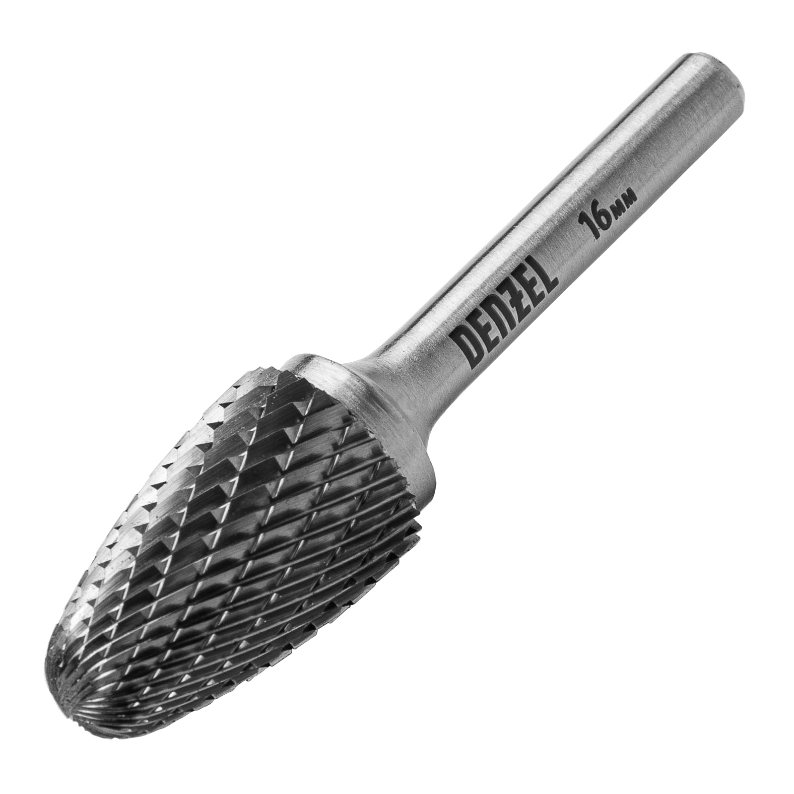 Борфреза по металлу твердосплавная, параболическая, тип-F, 16 мм Denzel (72046)