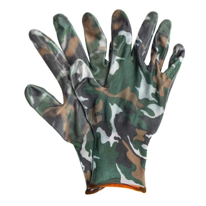 Перчатки садовые из полиэстера с нитрильным обливом, хаки, М Palisad (67858)