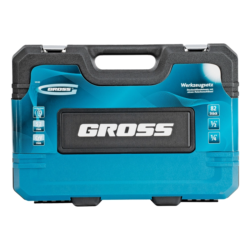 Набор инструментов, 1/4", 1/2", CrV, 120 зубьев, 82 предмета Gross (14149)