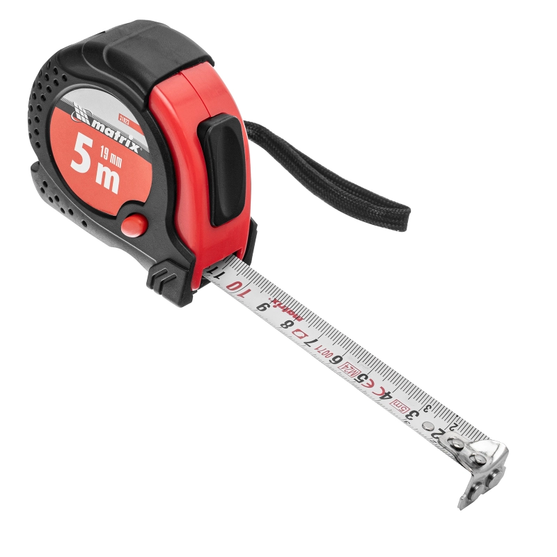 Рулетка Status Magnet fixation,5 м х 19 мм,обрезиненный корпус,зацеп с магнитом Matrix (31023)