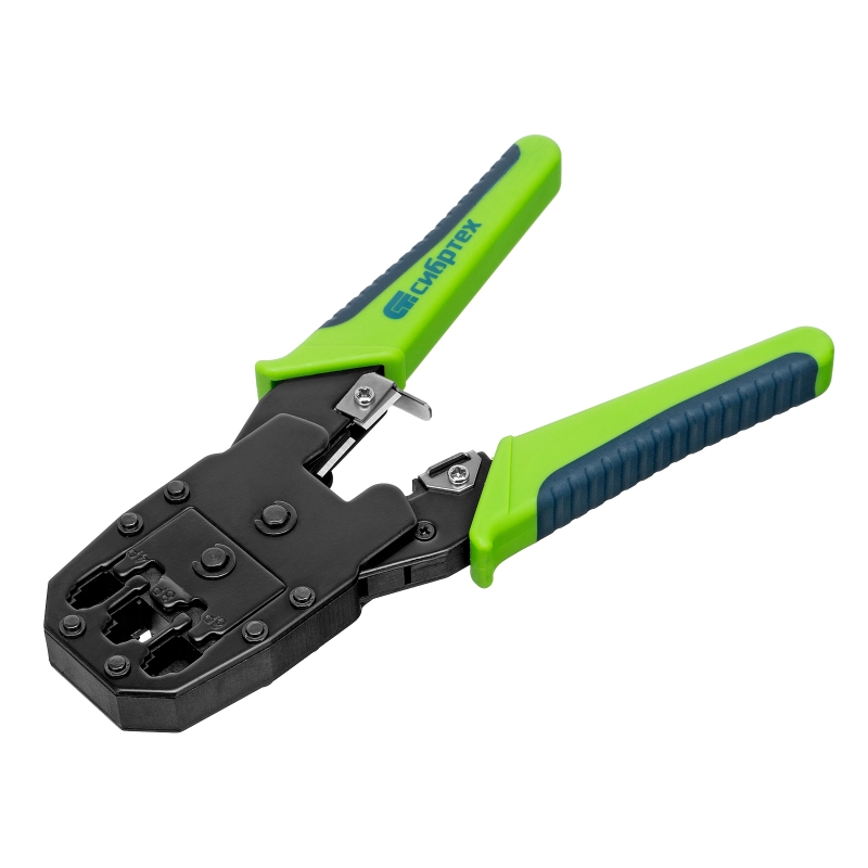 Клещи для обжима телефонных и компьютерных клемм 4P, 6P, 8P, функция обрезания проводов Сибртех (17733)