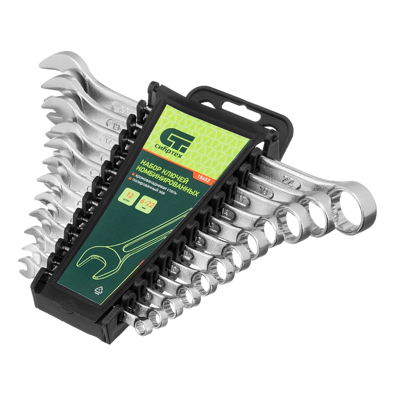 Набор ключей комбинированных, 6-22 мм, CrV, 12 шт Сибртех (15452)