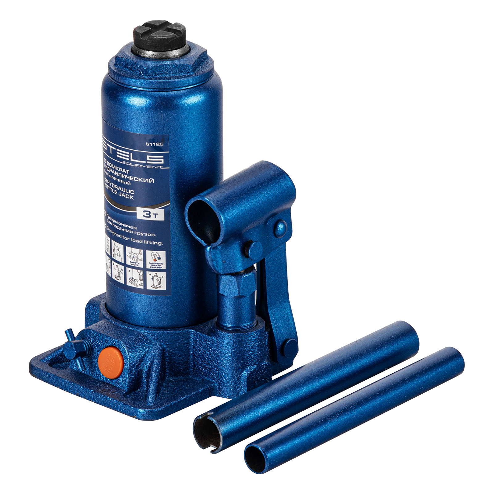 Домкрат гидравлический бутылочный, 3 т, H подъема 178-343 мм, в пластиковом кейсе Stels (51125)