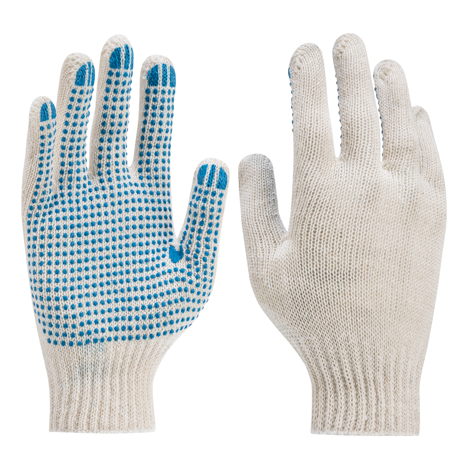 Перчатки трикотажные усиленные, с ПВХ точкой, 7 класс вязки (677745)