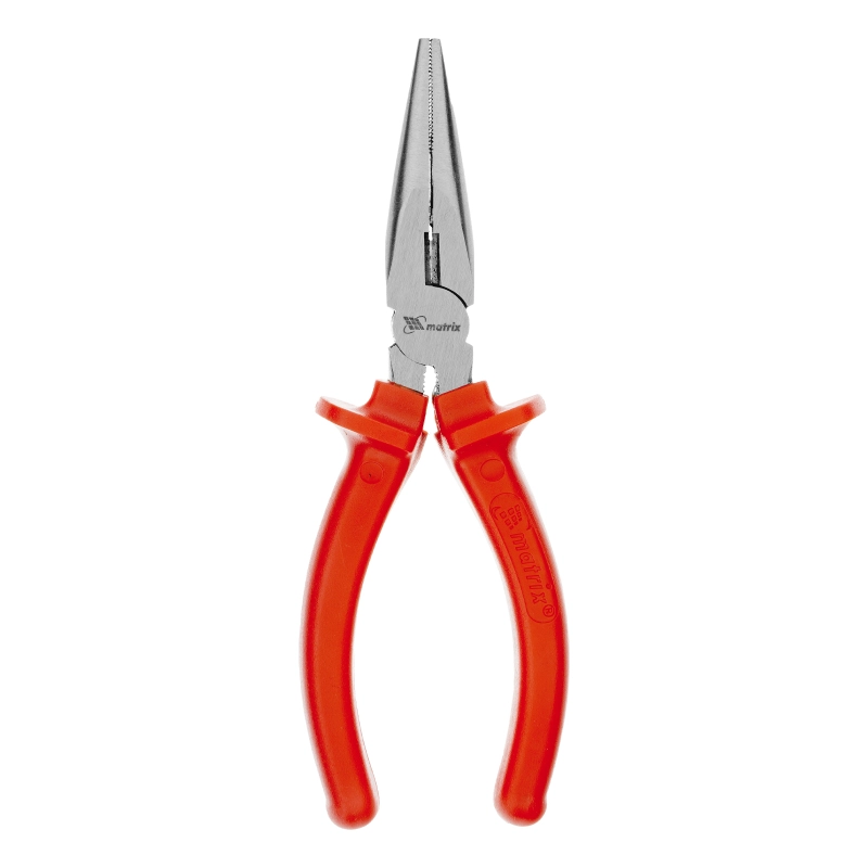 Длинногубцы прямые Econom, 160 мм, шлифованные, пластмассовые рукоятки Matrix (17192)