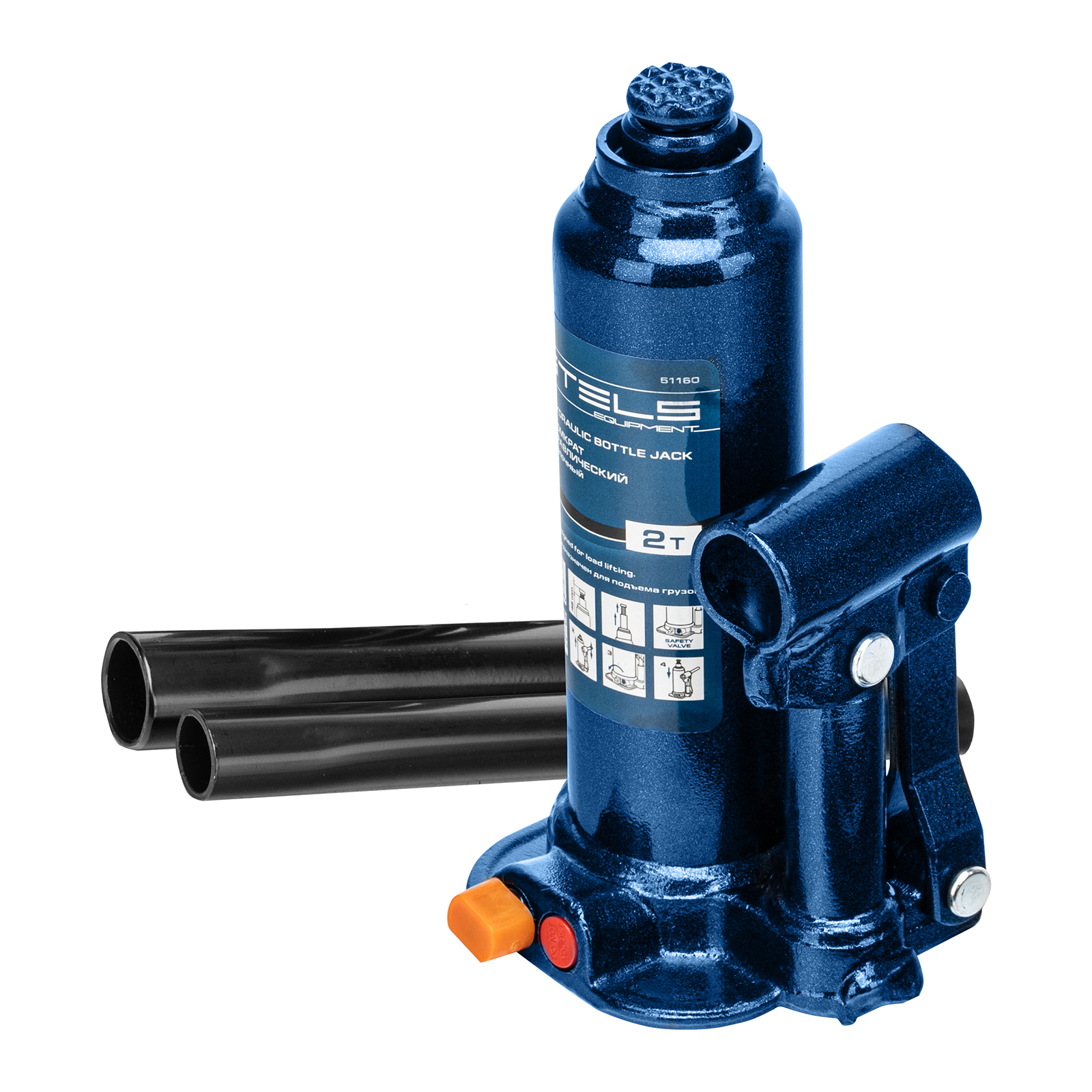 Домкрат гидравлический бутылочный, 2 т, h подъема 178-338 мм Stels (51160)