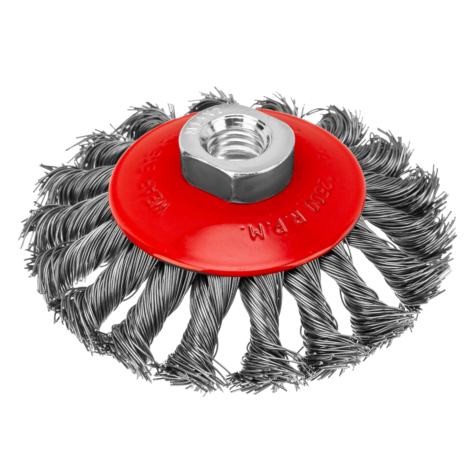 Щетка для УШМ, 100 мм, М14, "тарелка", крученая проволока 0.5 мм Matrix (74609)