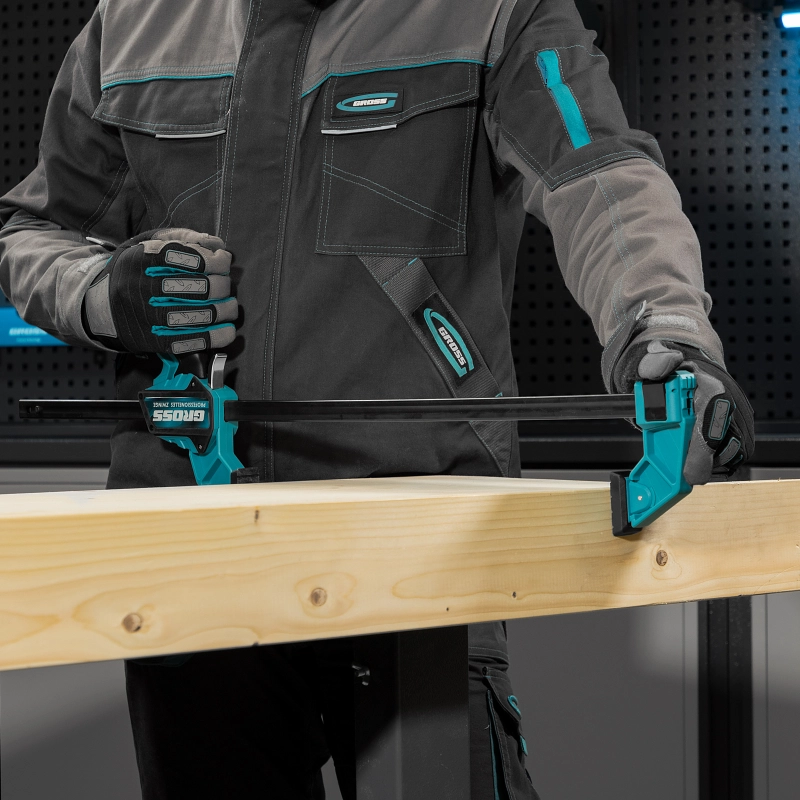 Струбцина реечная, быстрозажимная, пистолетного типа, пошаговый механизм, пластиковый корпус, 450мм Gross (20704)