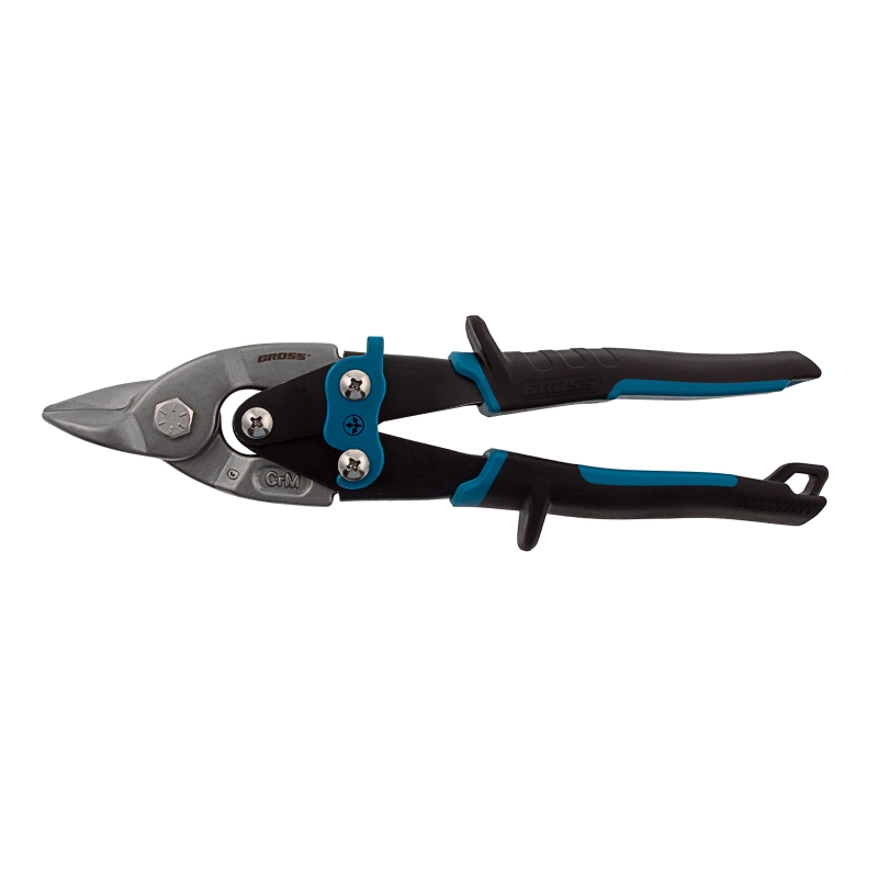 Ножницы по металлу "Piranha", 230 мм, прямой усиленный рез (Bulldog) сталь СrMo, двухкомпонентная рукоятка-ки Gross (78327)