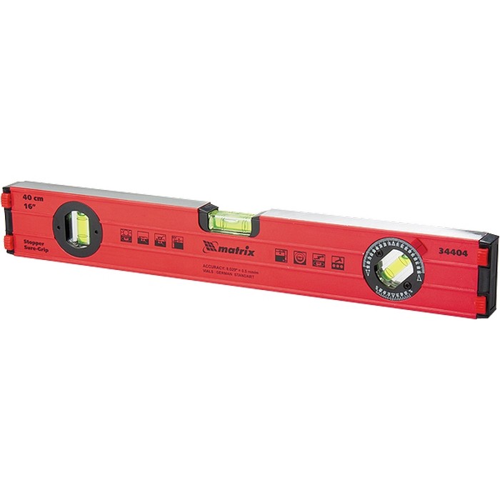 Уровень алюминиевый, 1200 мм, фрезерованный, 3 глазка, усиленный Matrix (34412)