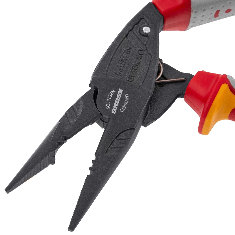 Длинногубцы с изогнутой головой, комбинированные, диэлектрические рукоятки до 1000 В, 200 мм Gross (17181)