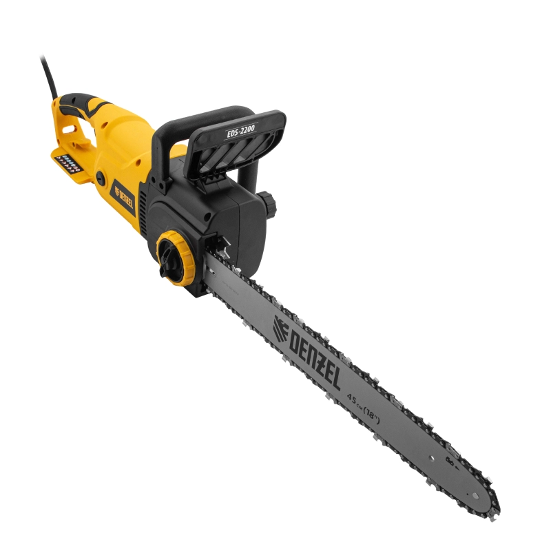 Пила цепная электрическая EDS-2200, 2.2 кВт,продольная, шина 45 см, шаг 3/8, паз 1.3 мм, 62 звена Denzel (95619)