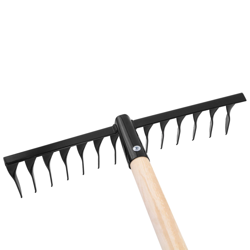 Грабли стальные, 350х1300 мм, 14 витых зубьев, деревянный черенок, Сибртех (61768)