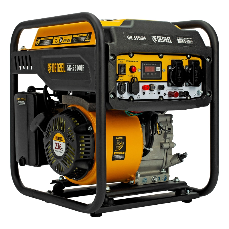 Генератор инверторный GK-5500iF, 5,5 кВт, 230 В, ручной старт DENZEL (94709)