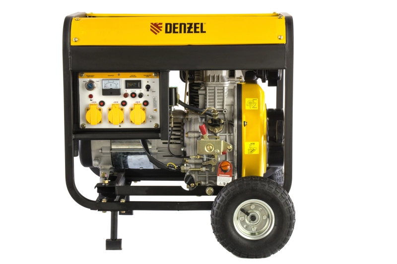 Генератор дизельный DD6300Е, 5.0 кВт, 220 В/50 Гц, 15 л, электростартер Denzel (94657)