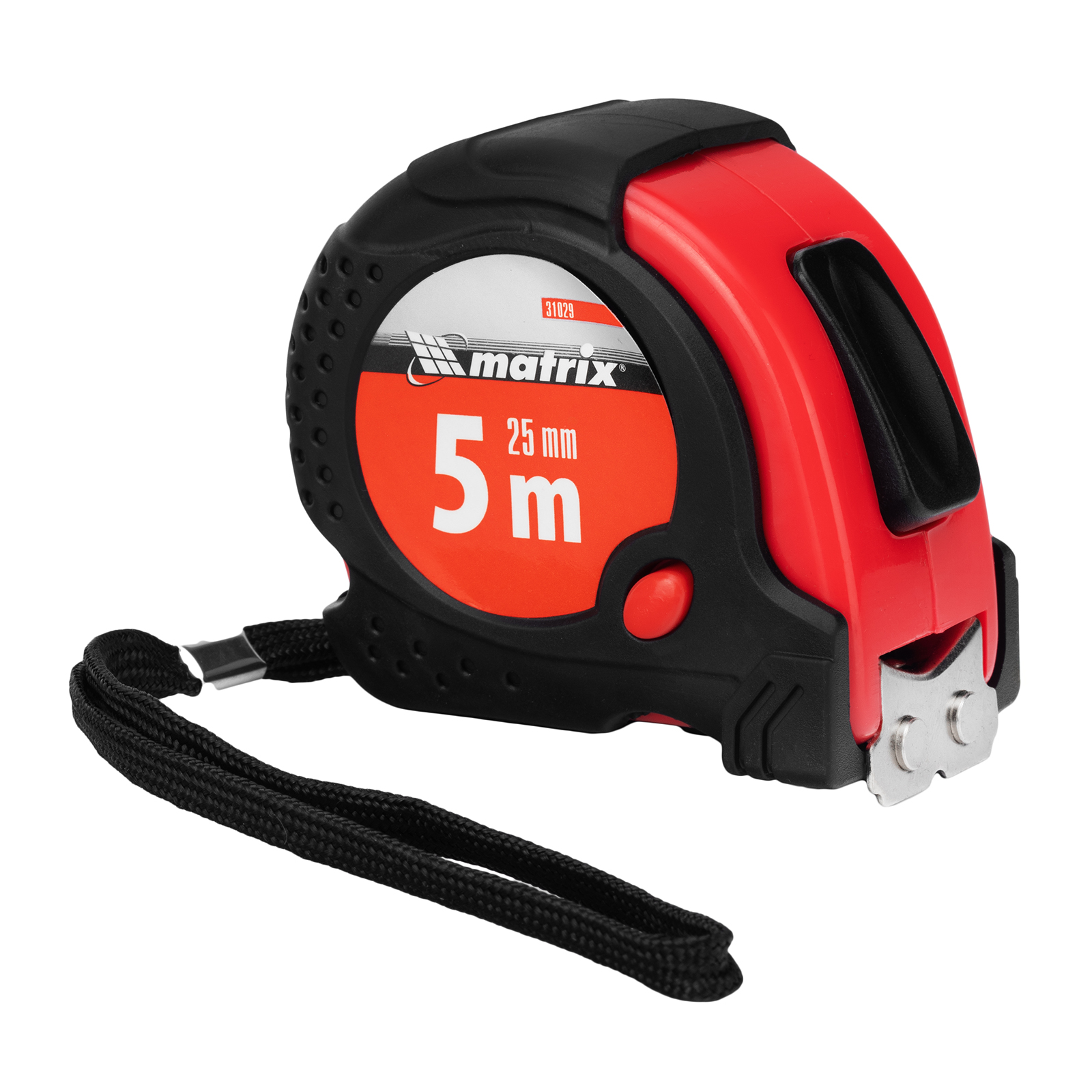 Рулетка Status Magnet fixation,5 м х 25 мм,обрезиненный корпус,зацеп с магнитом Matrix (31029)