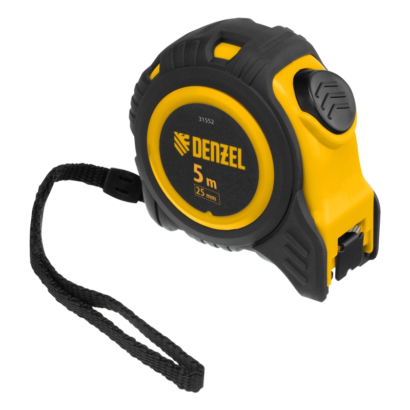 Рулетка 5м х 25мм, обрезиненный корпус, автоматическая фиксация Denzel (31552)