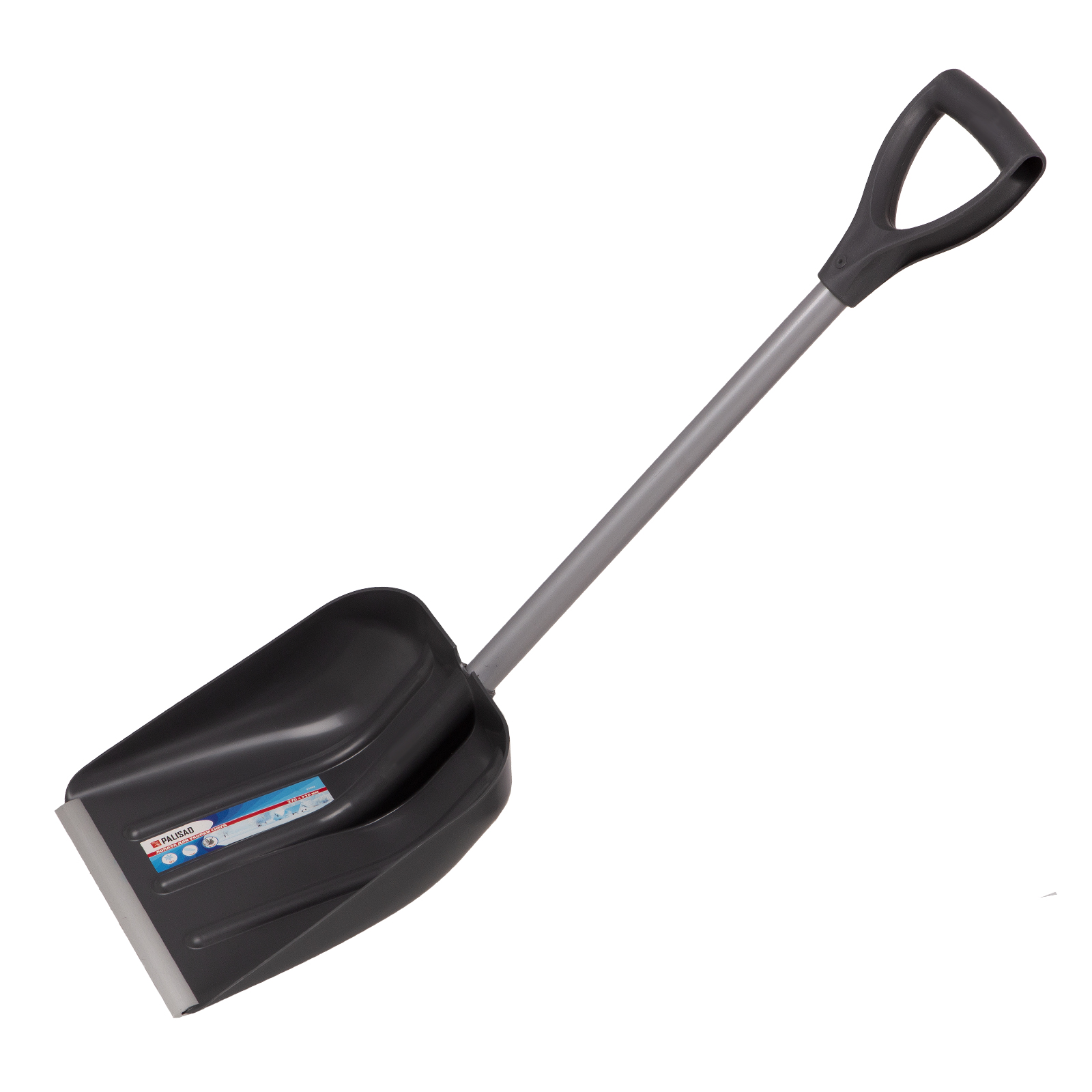 Лопата для уборки снега пластиковая, 270 х 310 х 890 мм, стальной черенок, алюминиевая планка, Palisad (61502)