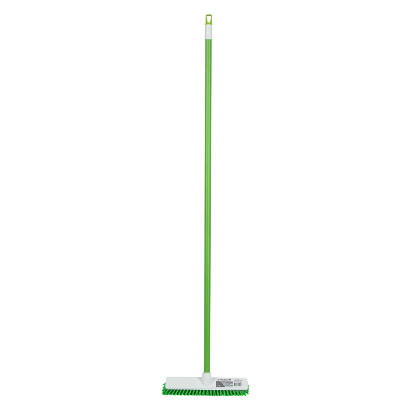 Щетка пластмассовая для чистки ковров, 27 cм, c черенком, 120 см, салатовая щетина, Home Palisad (935515)