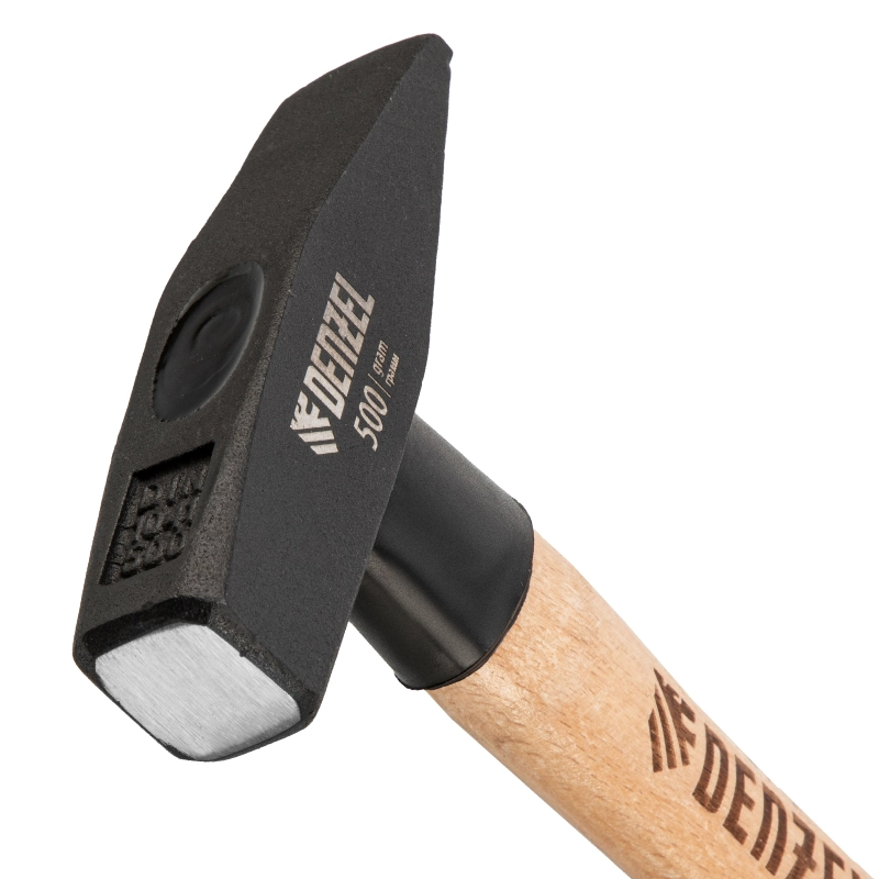 Молоток слесарный, 500 г, кованый квадратный боек, буковая рукоятка Denzel (10429)