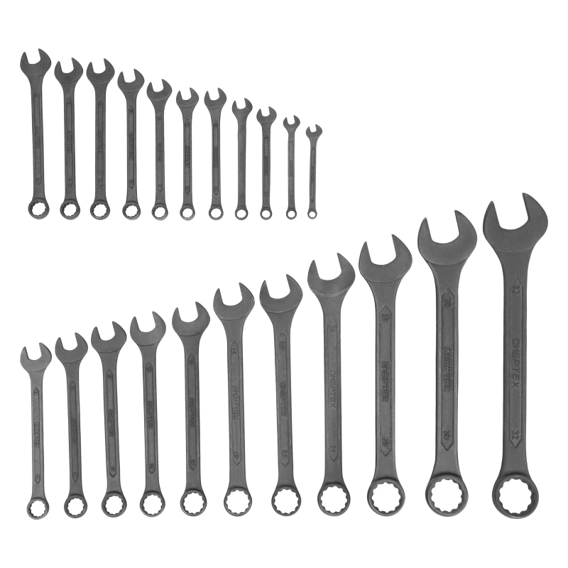 Набор ключей комбинированных, 6 - 32 мм, 22 шт., CrV, фосфатированные Сибртех (15479)