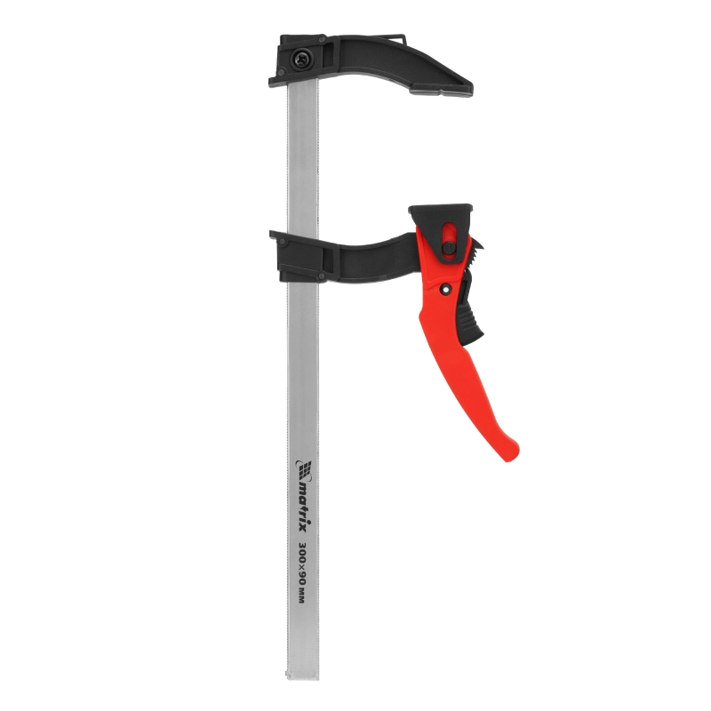 Струбцина реечная быстрозажимная, пластиковый корпус рычажно-храповой механизм, 300 х 90 х 390 мм, штанга 5 х 20 мм Matrix (20738)