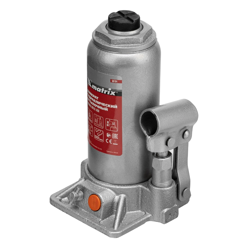 Домкрат гидравлический бутылочный, 5 т, h подъема 197-382 мм Matrix (50764)