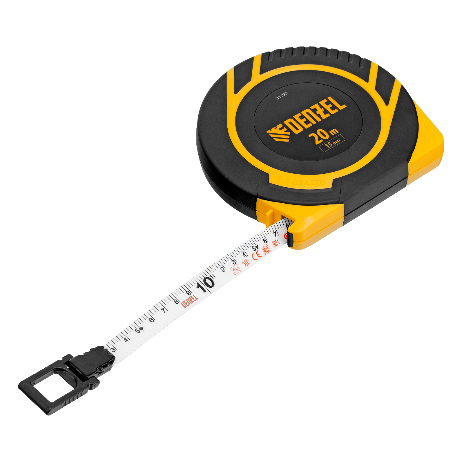 Рулетка геодезическая 20 м х 15 мм, закрытый корпус, фиберглассовая лента Denzel (31290)