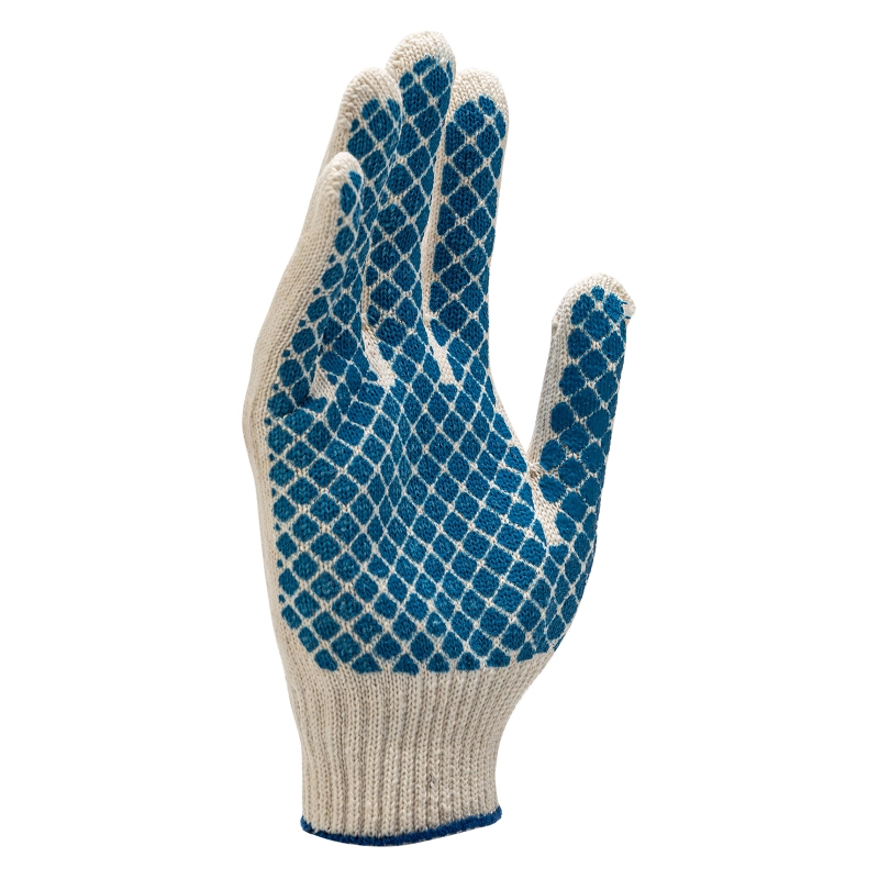 Перчатки х/б, ПВХ покрытие, "Шахматный облив", 10 класс (67713)