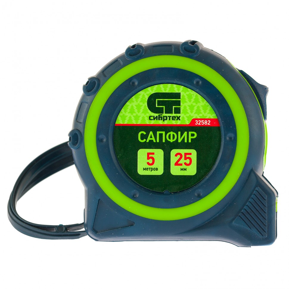 Рулетка Сапфир,двухкомпонентный корпус,5 м х 25 мм Сибртех (32582)
