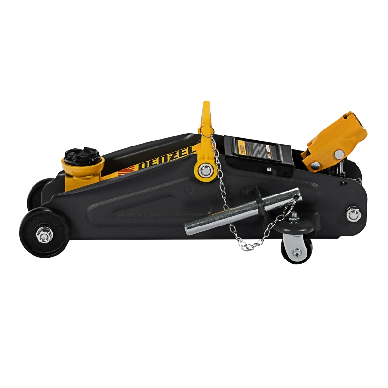 Домкрат гидравлический подкатной с фиксатором, 2 т, 130-330 мм Denzel (51153)