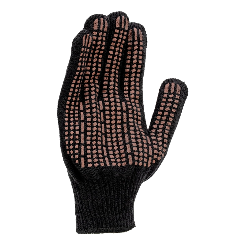 Перчатки трикотажные, акрил, ПВХ гель, "Протектор", черны, оверлок Сибртех (68661)