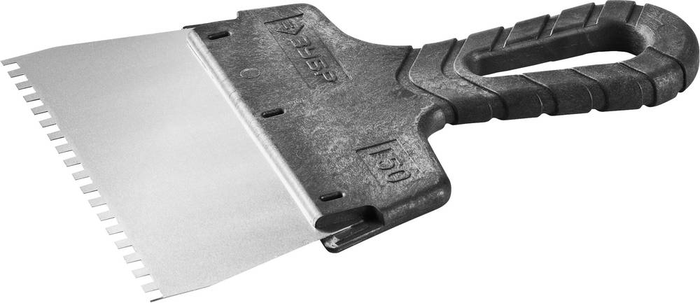 ЗУБР 150 мм, зуб 4 х 4мм, пластиковая ручка, нержавеющий фасадный шпатель (10078-15-04)