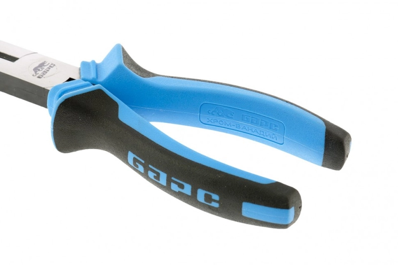 Длинногубцы прямые 200 мм, хром-ванадий, двухкомпонентные рукоятки Барс (17196)