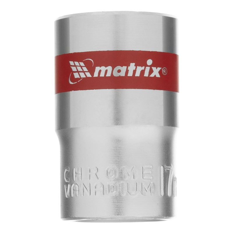 Головка торцевая, 17 мм, шестигранная, CrV, под квадрат 1/2, хромированная Matrix (13117)
