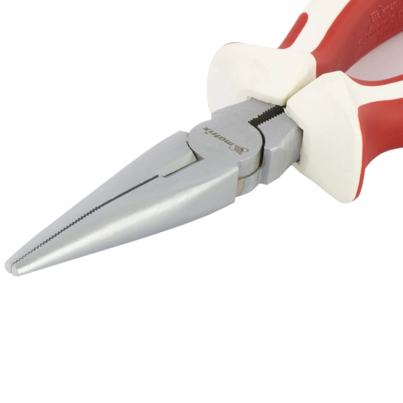 Длинногубцы прямые WHite Nickel, 160 мм, никелированные, трехкомпонентные рукоятки Matrix (17188)