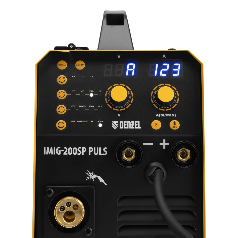 Аппарат инвертор. полуавтомат. cварки IMIG-200SP Pulse, 200 А, ПВ 60%, катушка 5 кг// Denzel (94362)
