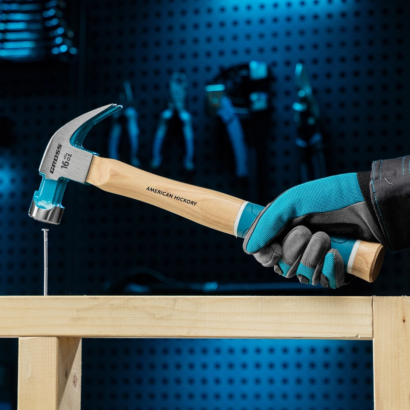Молоток-гвоздодер, 450 г, угол 45, магнит, обрезиненная рукоятка American hickory GROSS (10415)