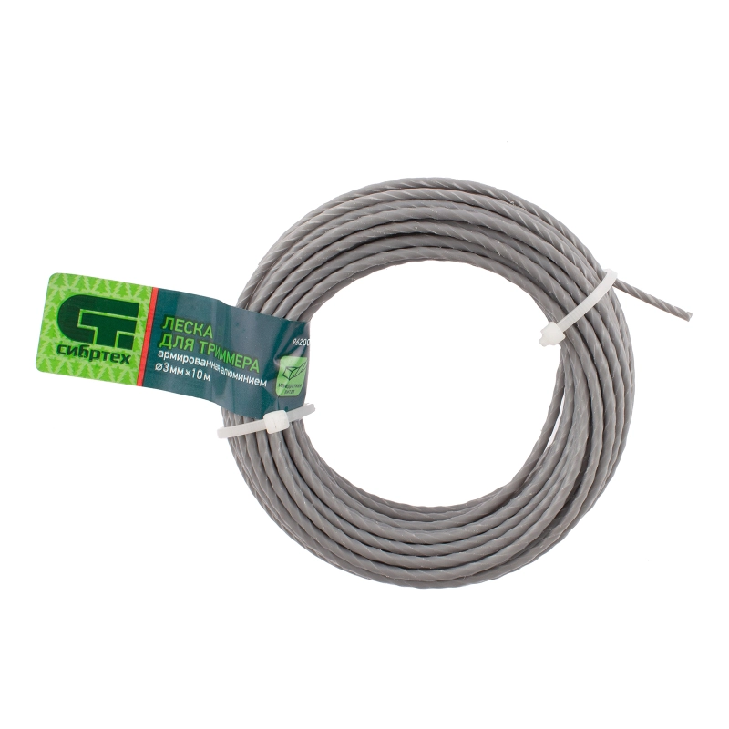 Леска для триммера квадратная витая, армированная алюминием, 3.0 мм х 10 м, Сибртех (962005)