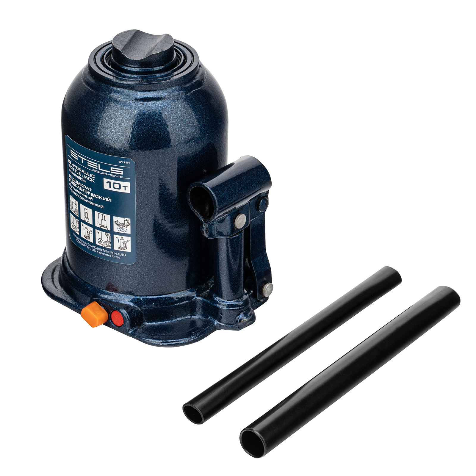 Домкрат гидравлический бутылочный телескопический, 10 т, подъем 180-430 мм Stels (51151)