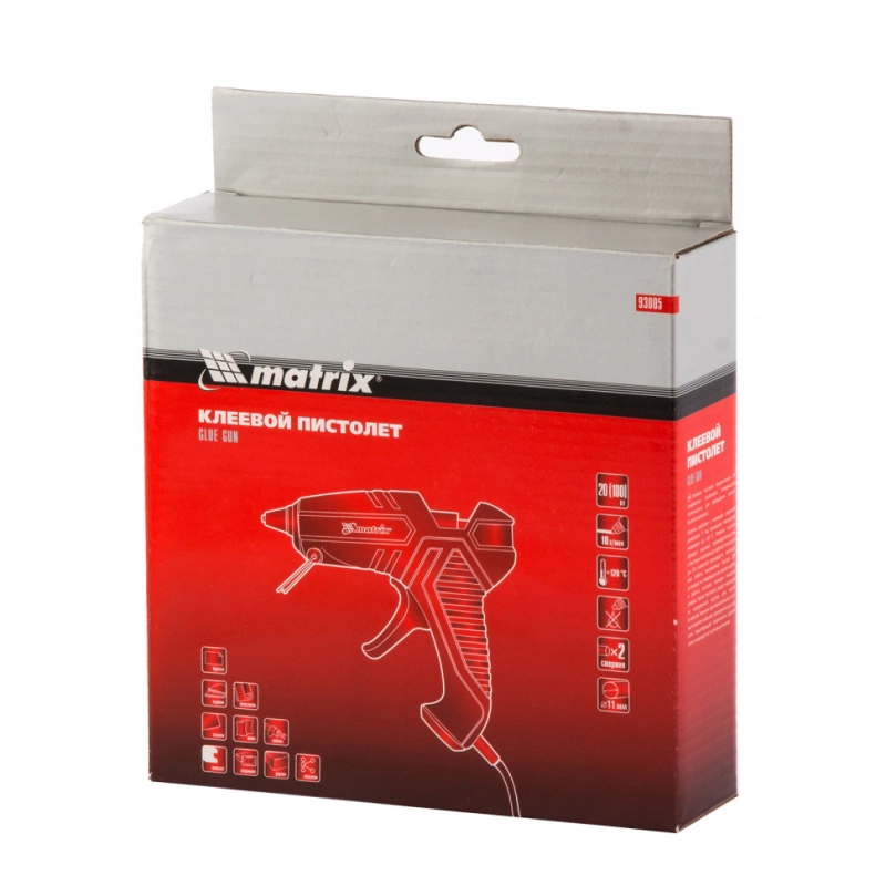 Клеевой пистолет, 11 мм, 20 (100) Вт, 10 г/мин Matrix (93005)