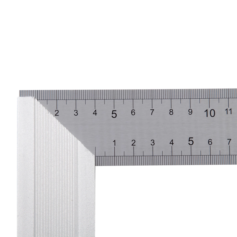 Угольник стальной 300 мм, нержавеющая сталь, градуировка, алюминиевое основание Denzel (32397)