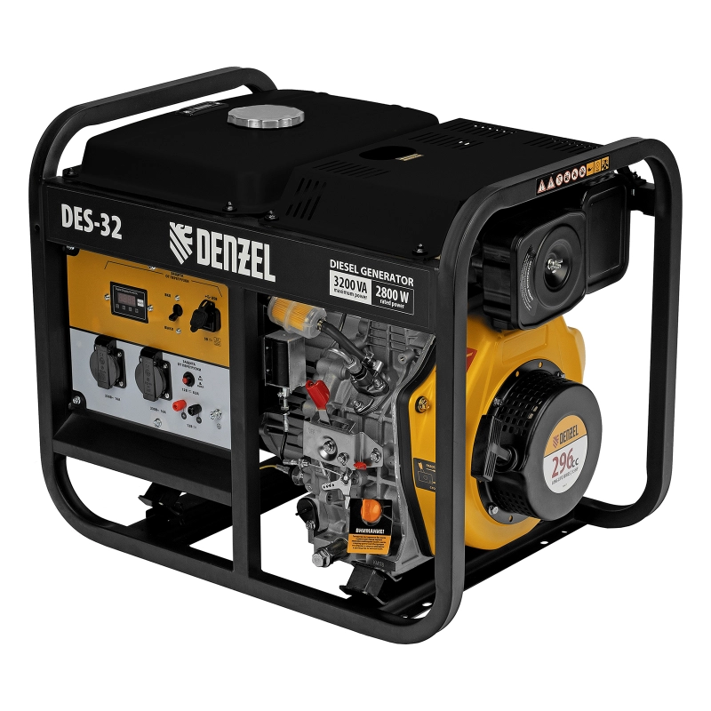 Генератор дизельный DES-32, 3,2 кВт, 230 В, 11 л, ручной стартер Denzel (94411)